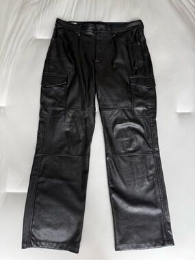 GAP Black Leather Cargo Pants